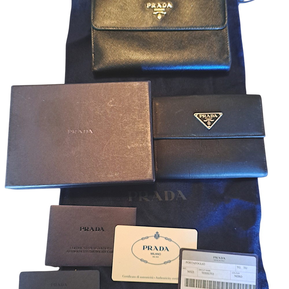 Prada Black Leather Wallet Lot Of 2 Wallets